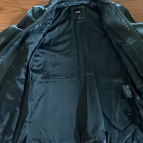 JLC New York GENUINE LEATHER women’s blazer jacket black zip front pockets Small - Picture 12 of 16